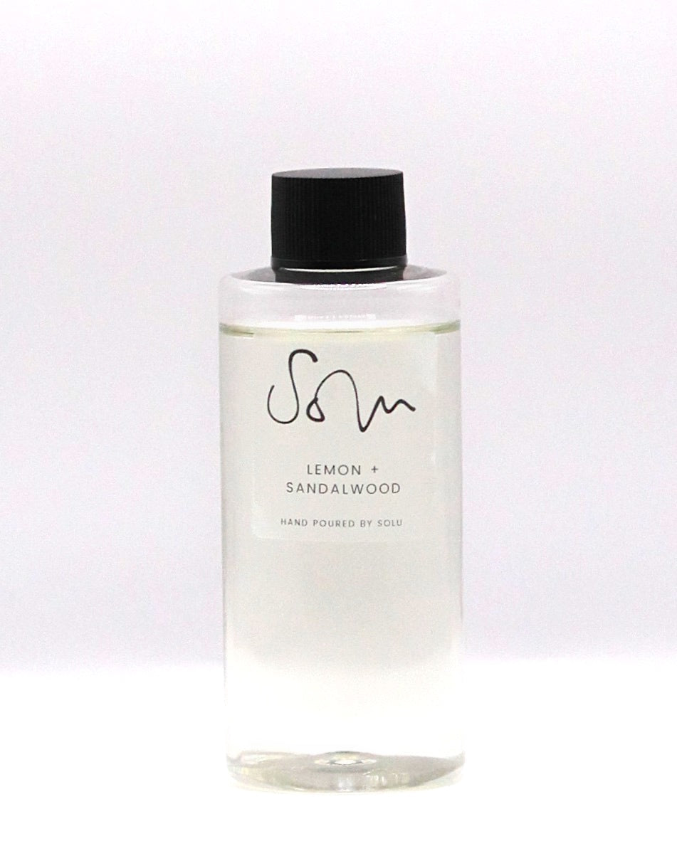 Lemon + Sandalwood 100ml Diffuser Refill - Solu Candles
