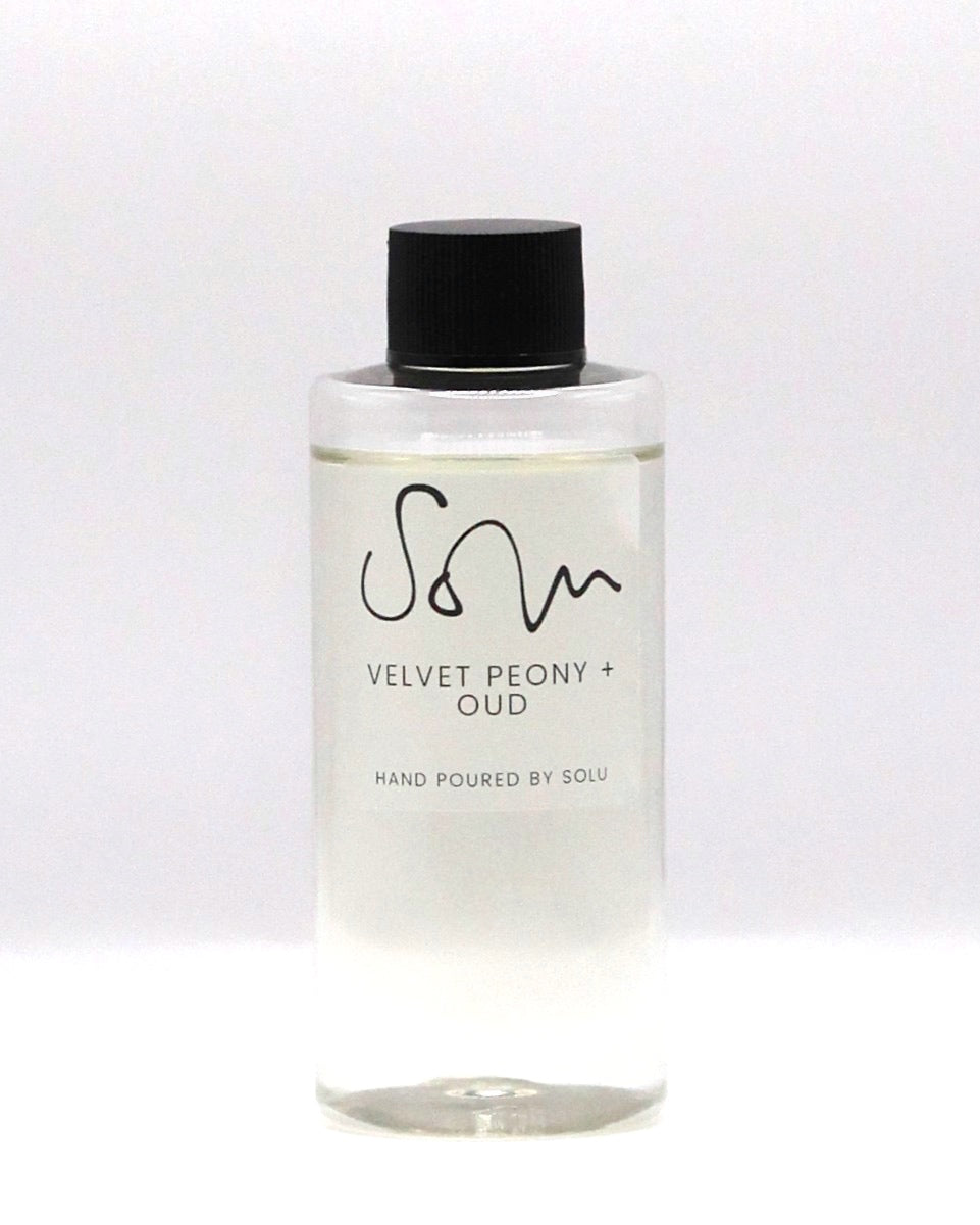 Velvet Peony + Oud 100ml Diffuser Refill - Solu Candles
