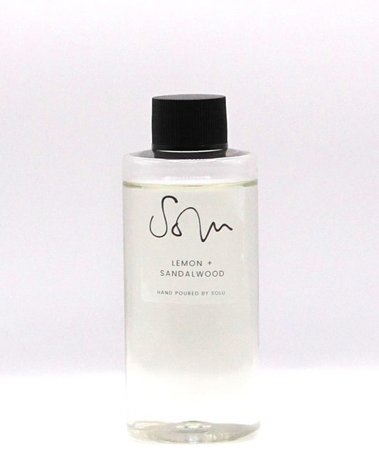Lemon + Sandalwood 100ml Diffuser Refill - Solu Candles