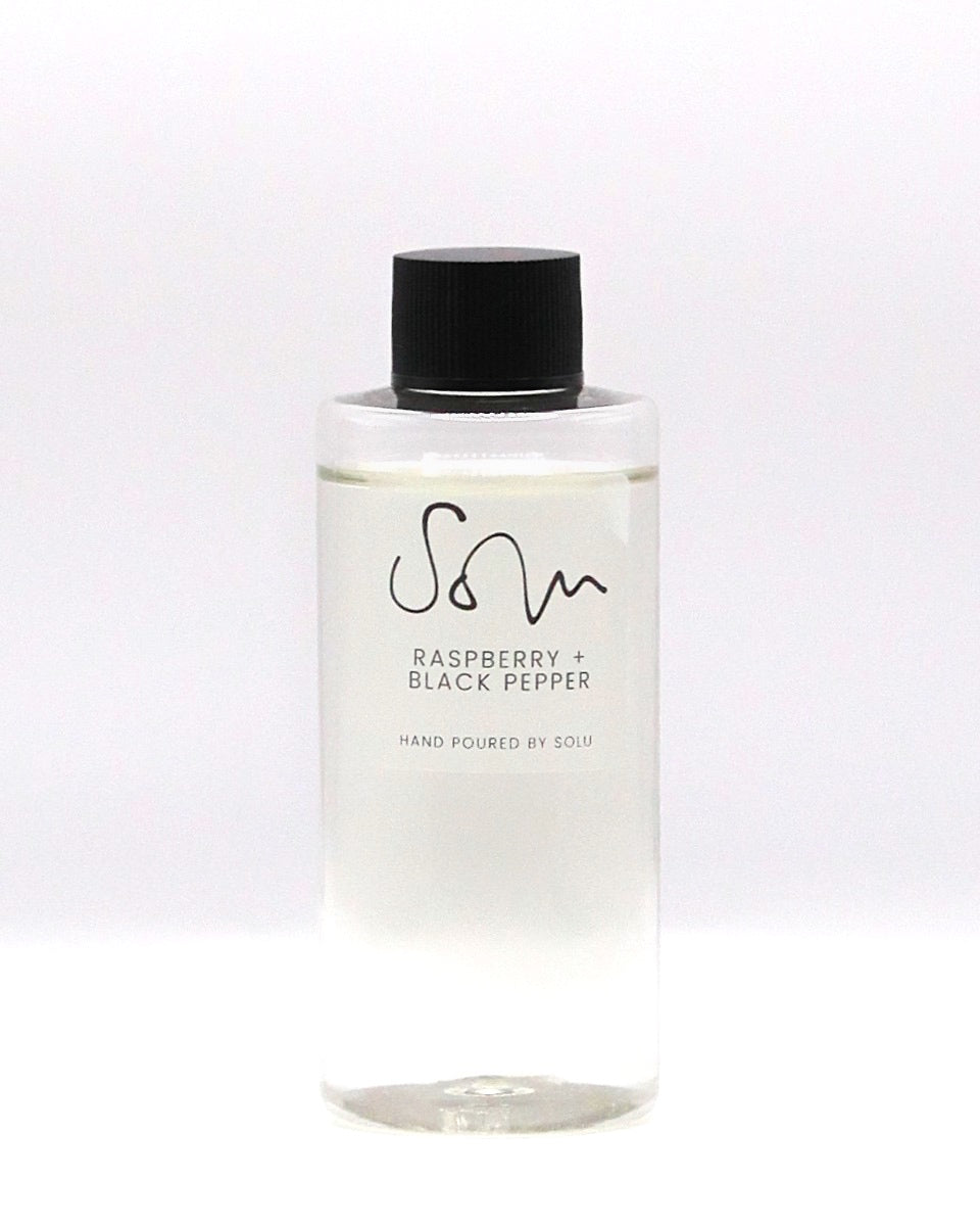 Raspberry + Black Pepper 100ml Diffuser Refill – Solu Candles