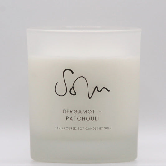 Bergamot + Patchouli Soy Wax Candle - Solu Candles