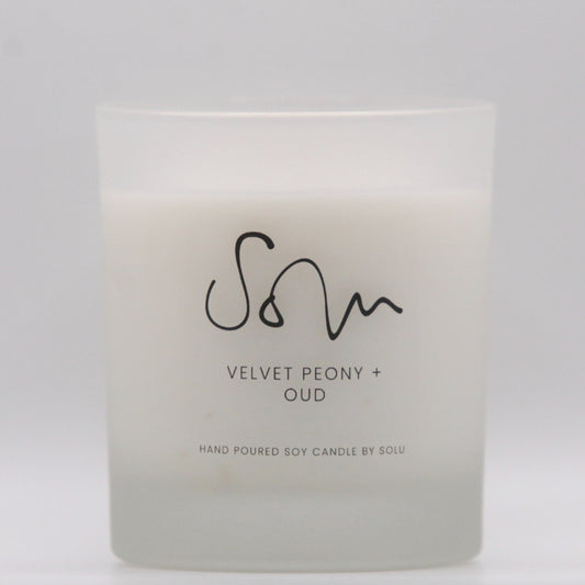Velvet Peony + Oud Soy Wax Candle - Solu Candles