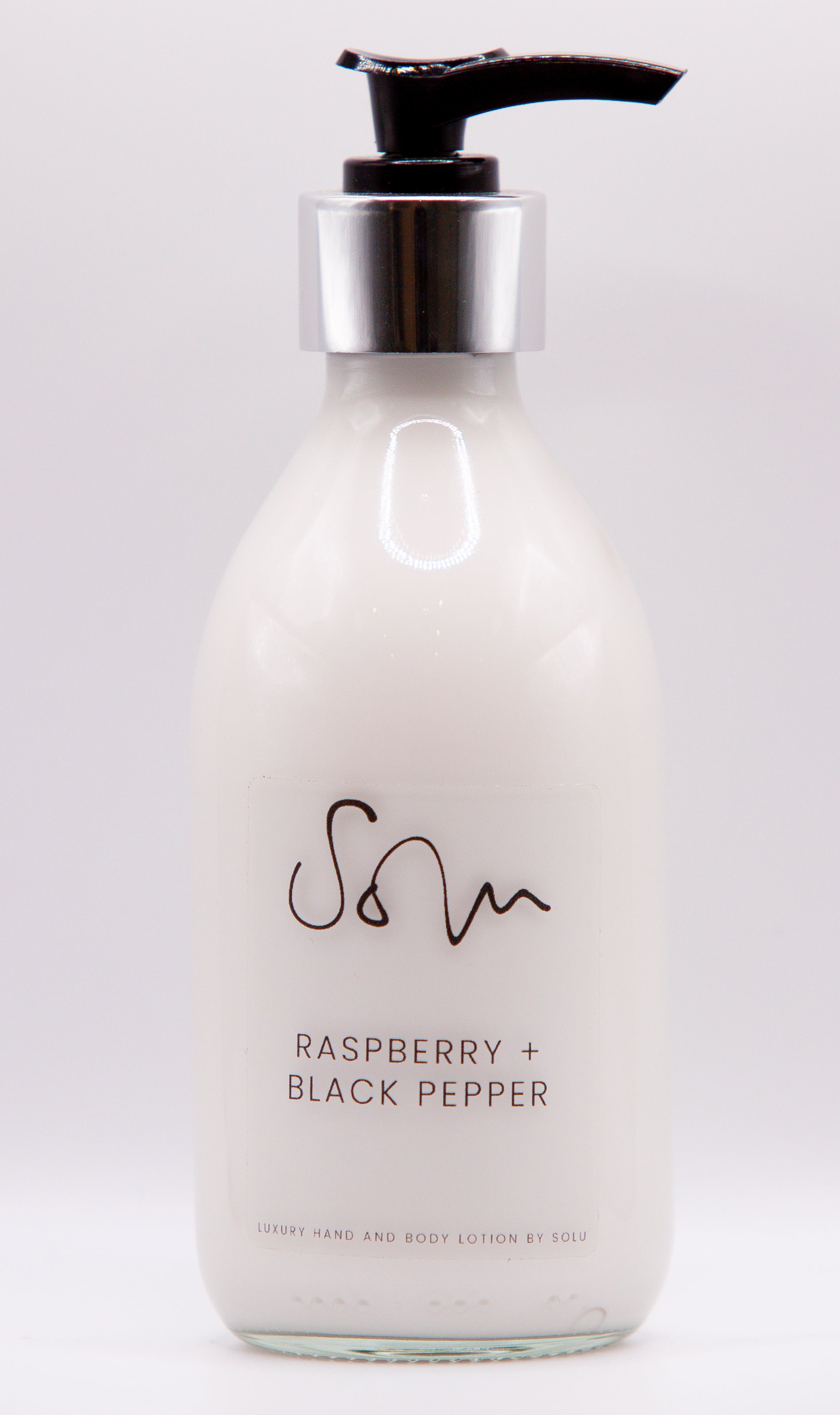 Raspberry & Black Pepper Luxury Hand and Body Lotion - Solu Candles