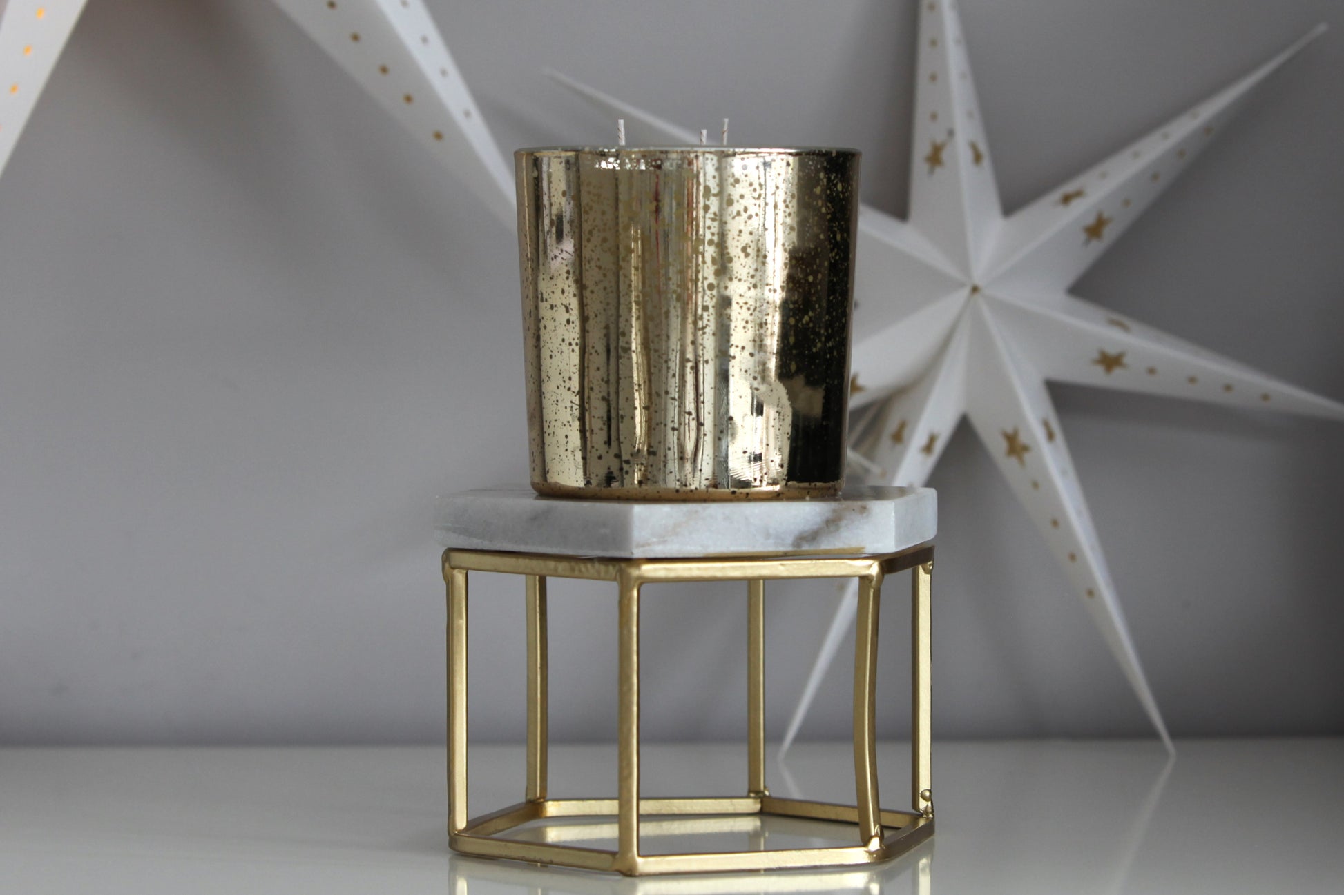Festive Electroplated Three Wick Candle - Solu Candles