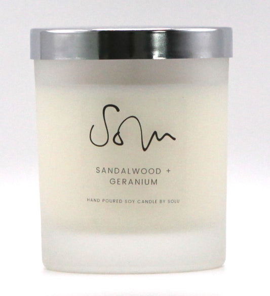 Sandalwood + Geranium Soy Wax Candle - Solu Candles