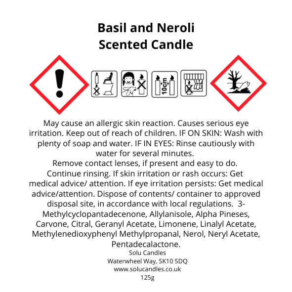 Basil & Neroli Soy Wax Candle - Solu Candles