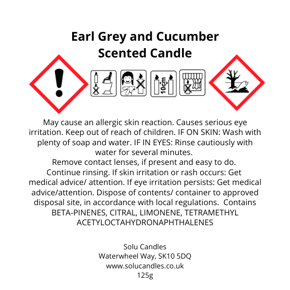 Earl Grey & Cucumber Soy Wax Candle - Solu Candles