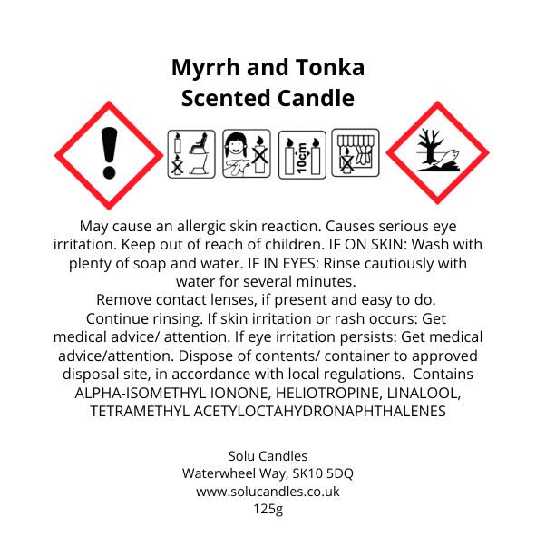 Myrrh & Tonka Soy Wax Candle - Solu Candles