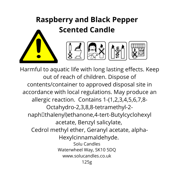 Raspberry & Black Pepper Soy Wax Candle - Solu Candles