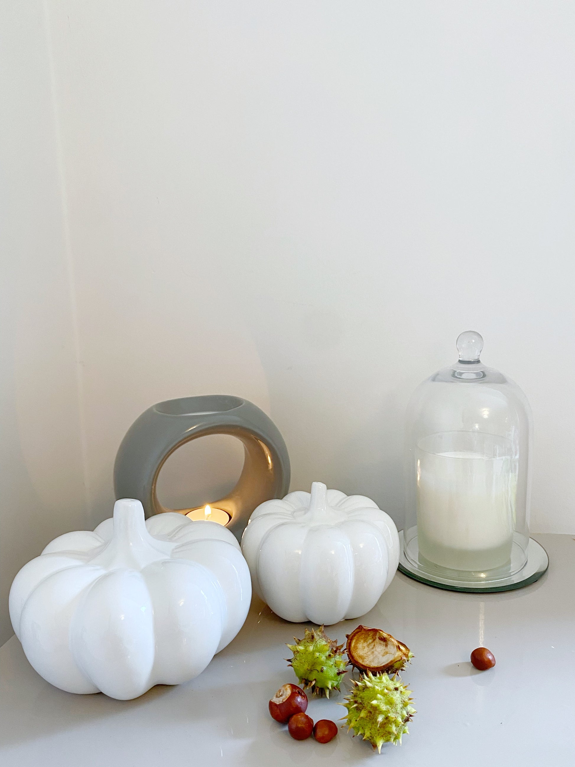 Gloss White Ceramic Pumpkin - Solu Candles